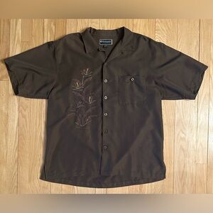 Weekender Casual Lifestyle Men’s Button Down Short Sleeved Shirt, Botanical, L